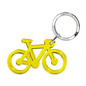 Bike keychain yellow transp recycled